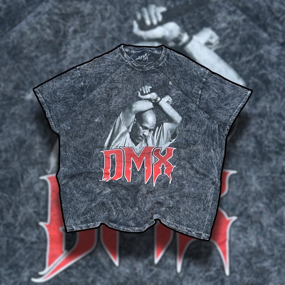 Vintage Style DMX Rap Tee XL – Black Acid Wash Graphic T-Shirt Hip Hop Y2K